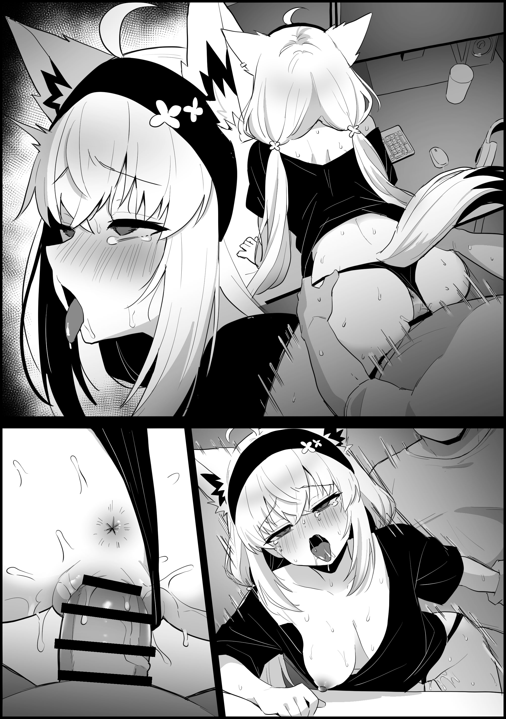 [日本漫画] [こけもも] 配信中に見知らぬ男が乱入し、襲われてる所を晒しちゃう (白上フブキ) 单本,单女,兽耳#[14P]-12