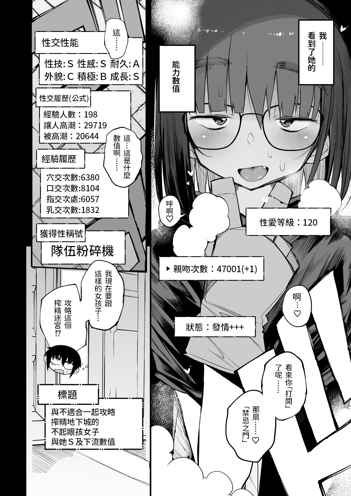 [日本漫画] [Naitou2 (F4U)] Sakusei Dungeon Kouryaku ni Mukanai Jimiko no S-kyuu Dosukebe Status   单本,眼镜,单女,单男,口交#[47P]-11