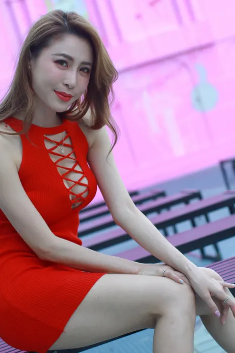 [Mzsock] NO.055 Abby red dress short skirt high heels beautiful legs travel photo street photography#[101P]-1