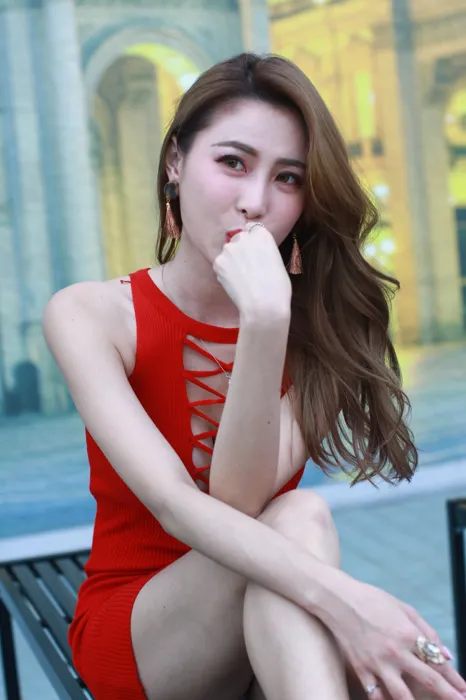 [爱美足] NO.055  艾比 红色连衣短裙 高跟美腿旅拍 街拍#[101P]-6