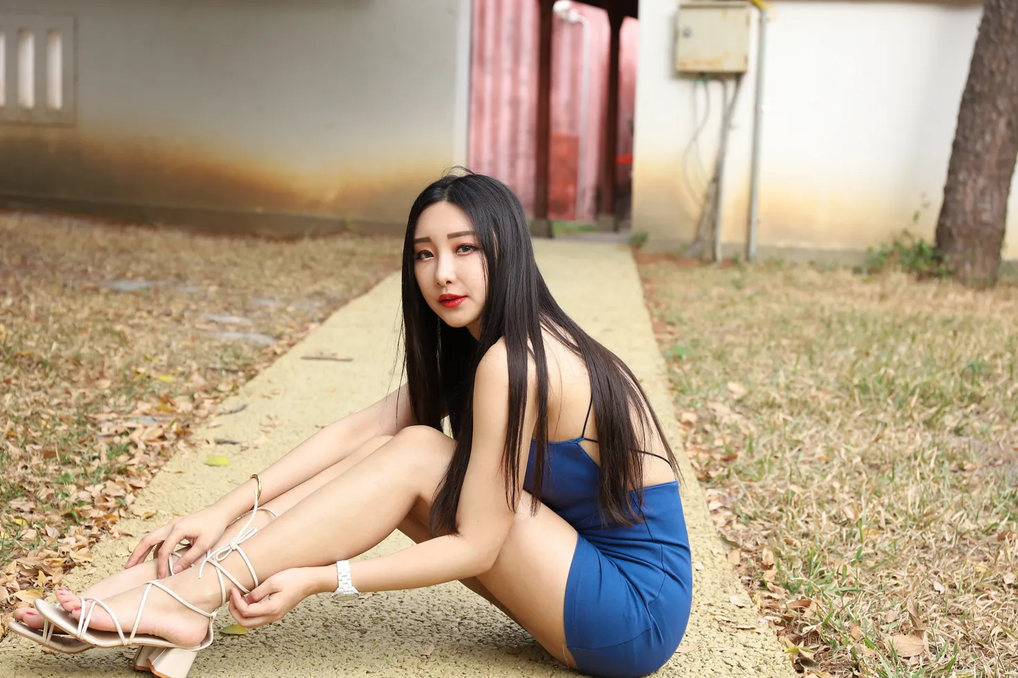 [爱美足] NO.165 吴采婕 吊带连衣短裙凉高美腿 街拍#[50P]-9