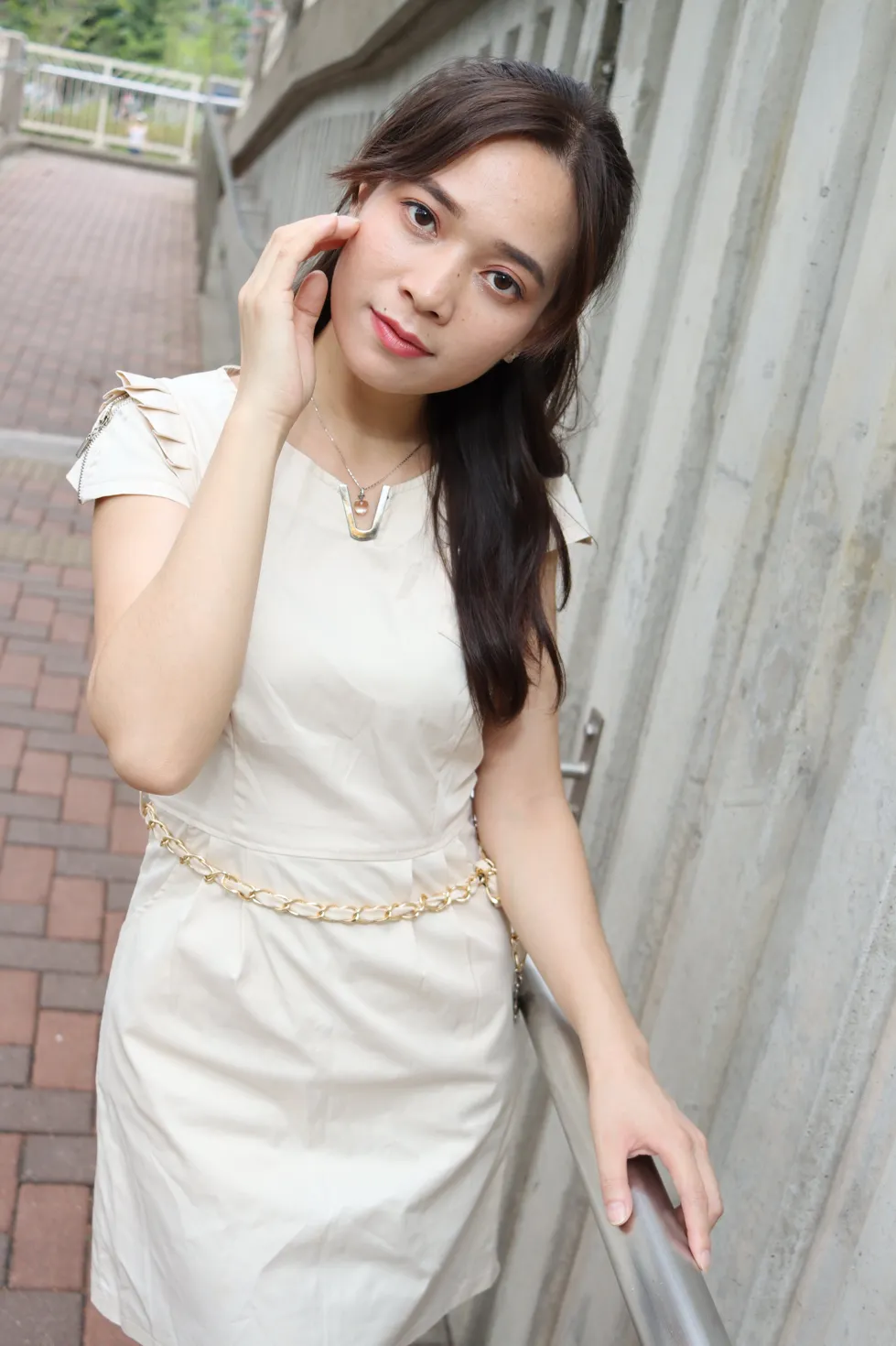 [爱美足] NO.107 Vency Shen 米色连衣裙丝袜高跟美腿 街拍#[70P]-11