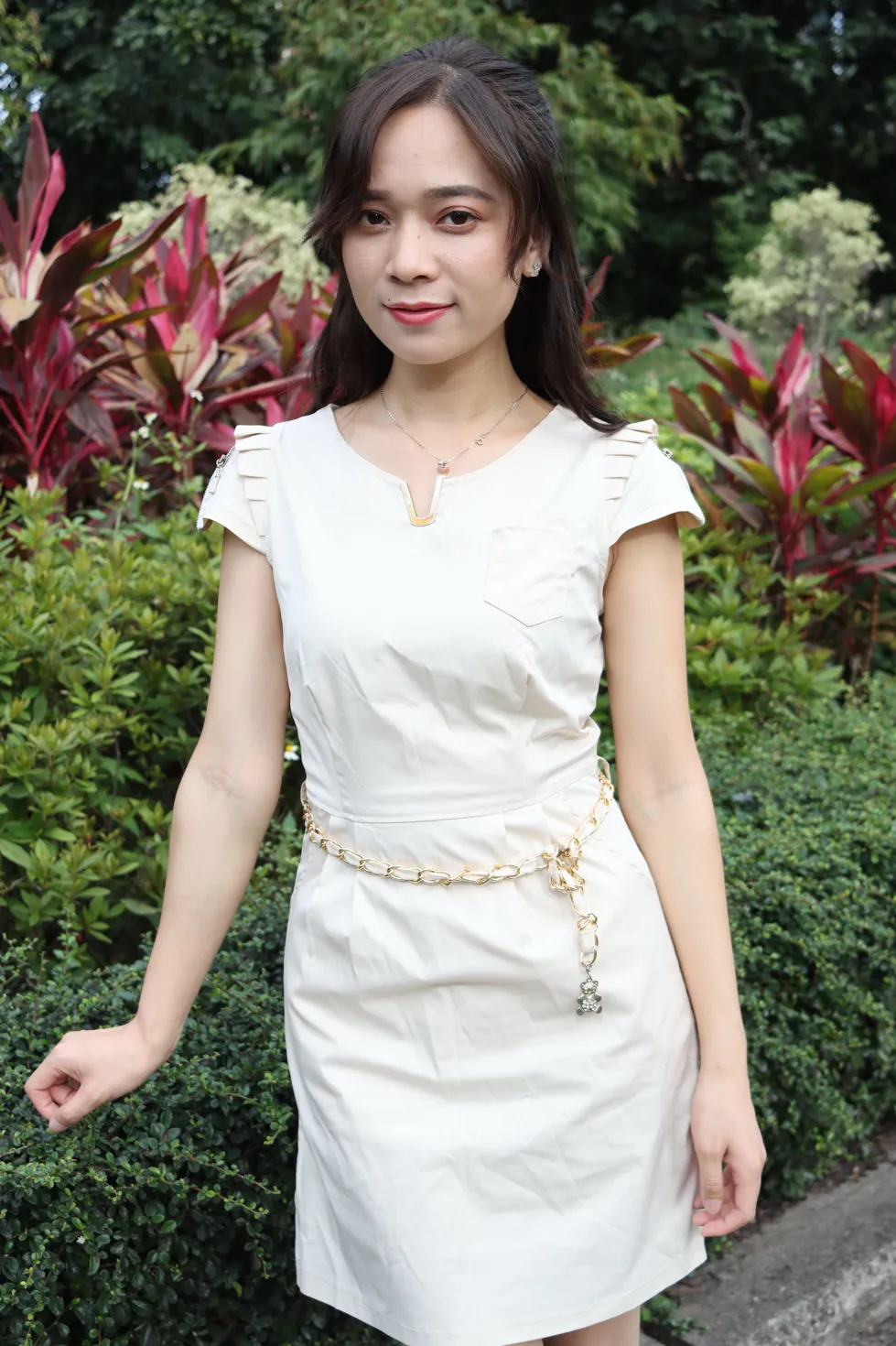 [爱美足] NO.107 Vency Shen 米色连衣裙丝袜高跟美腿 街拍#[70P]-15