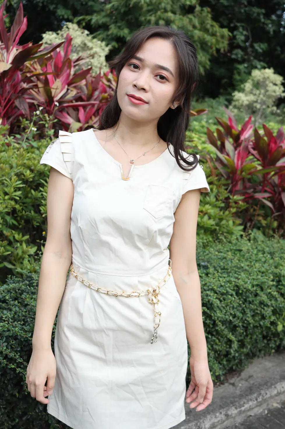 [爱美足] NO.107 Vency Shen 米色连衣裙丝袜高跟美腿 街拍#[70P]-16