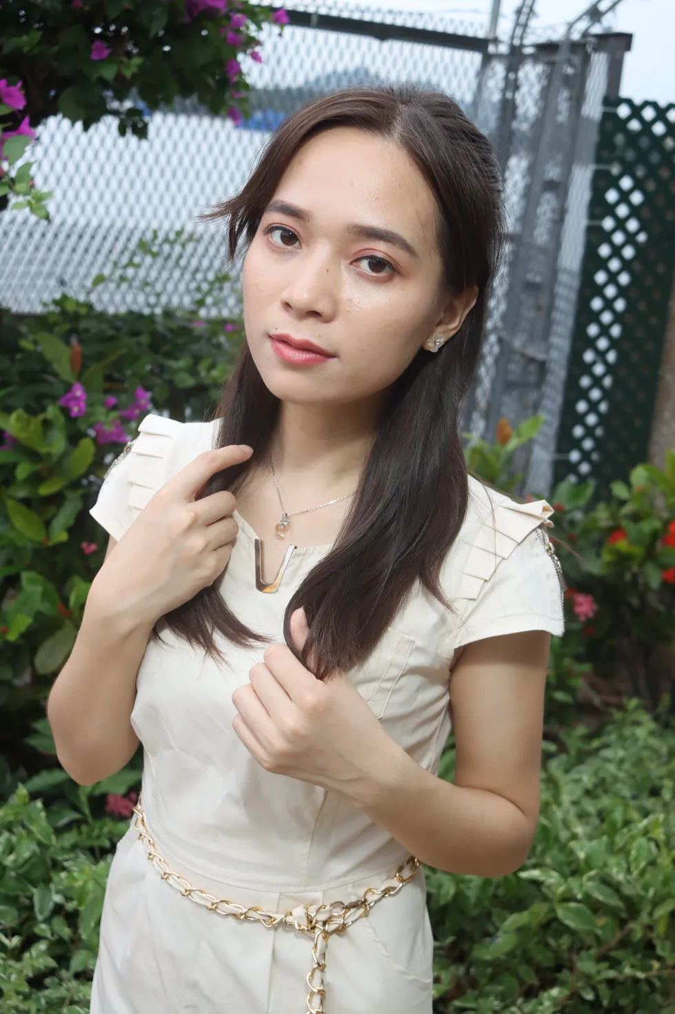 [爱美足] NO.107 Vency Shen 米色连衣裙丝袜高跟美腿 街拍#[70P]-18