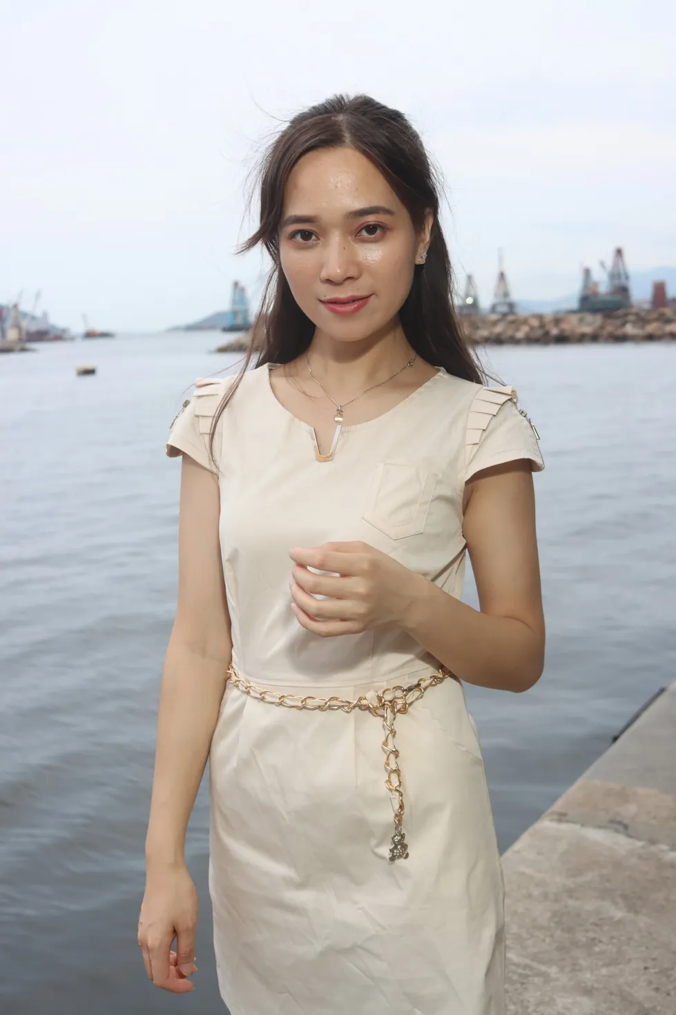 [爱美足] NO.107 Vency Shen 米色连衣裙丝袜高跟美腿 街拍#[70P]-7