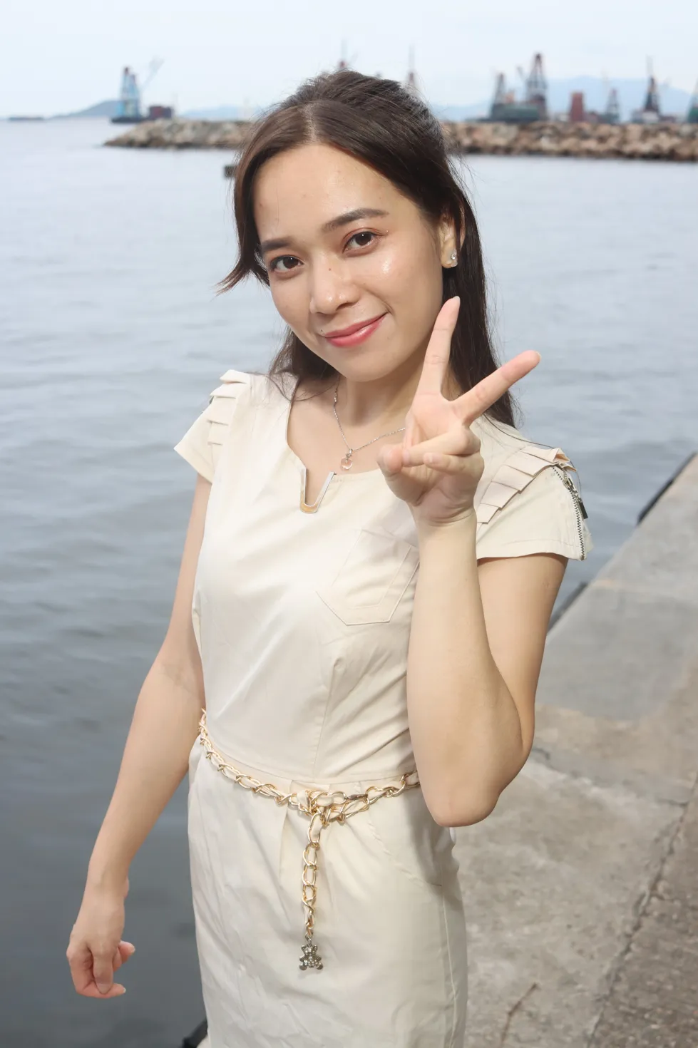 [爱美足] NO.107 Vency Shen 米色连衣裙丝袜高跟美腿 街拍#[70P]-8